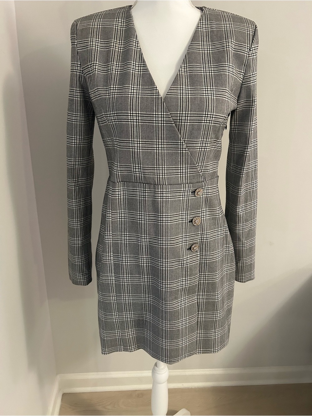 Zara mini dress with jeweled buttons grey Size M
